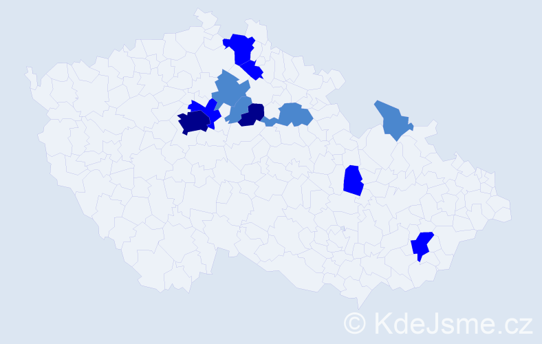 Příjmení: 'Vonička', počet výskytů 20 v celé ČR
