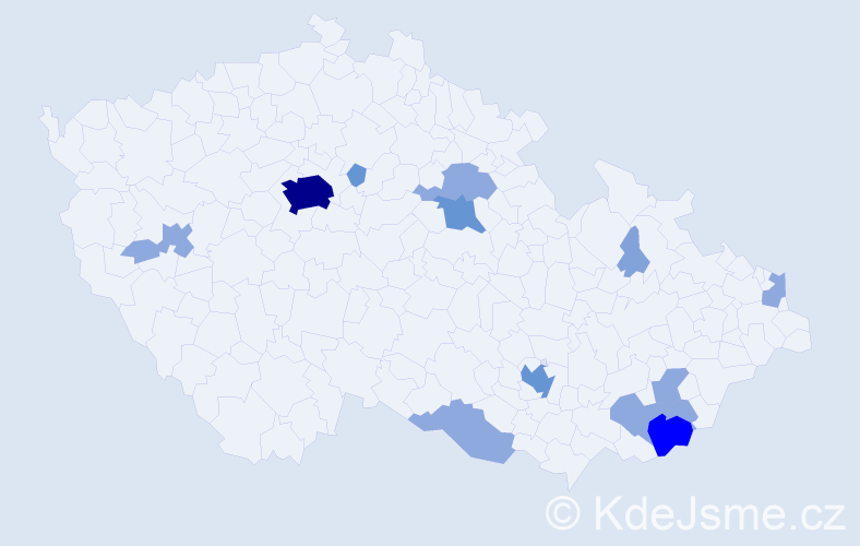 Příjmení: 'Gavalec', počet výskytů 34 v celé ČR