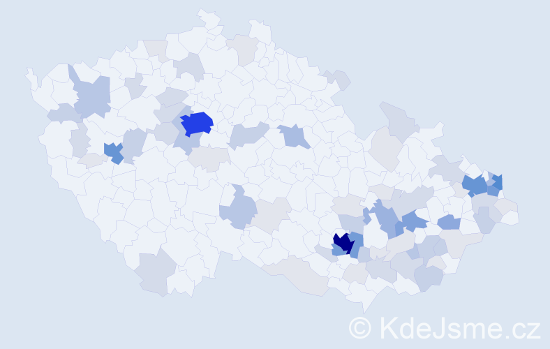 Příjmení: 'Dostalová', počet výskytů 243 v celé ČR