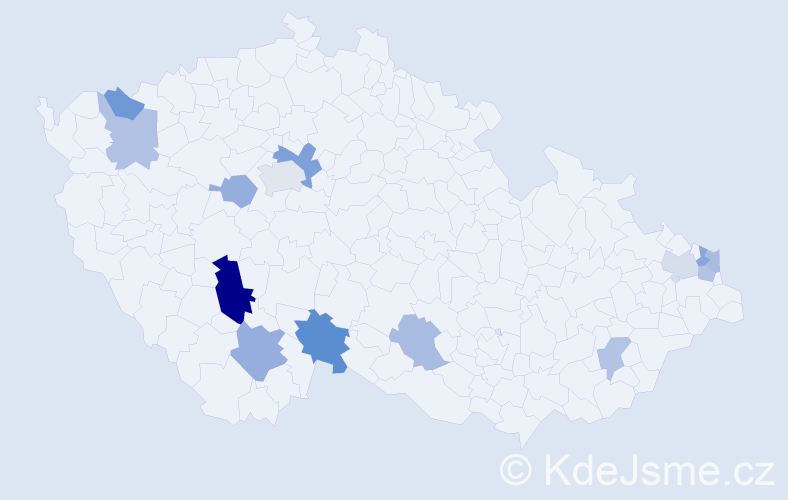Příjmení: 'Mišinová', počet výskytů 22 v celé ČR