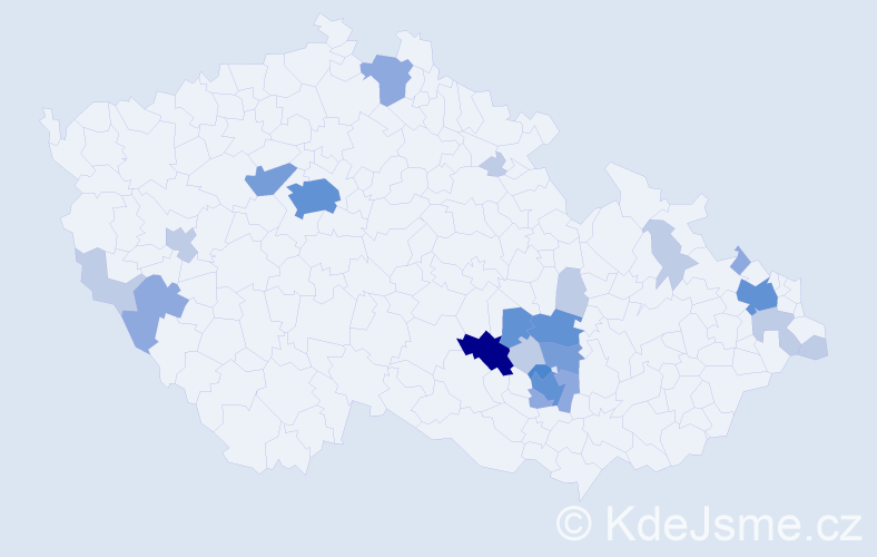 Příjmení: 'Jízdný', počet výskytů 57 v celé ČR