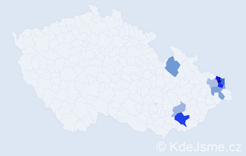 Příjmení: 'Potyka', počet výskytů 54 v celé ČR