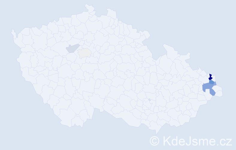Příjmení: 'Dzurec', počet výskytů 22 v celé ČR
