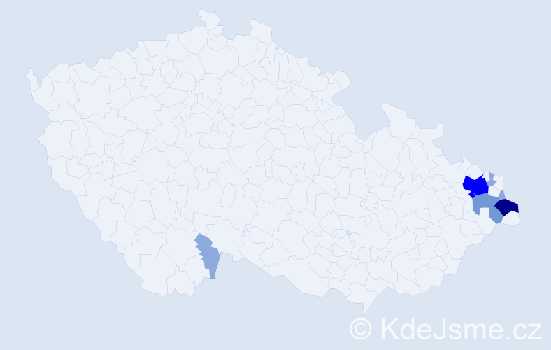 Příjmení: 'Górný', počet výskytů 15 v celé ČR