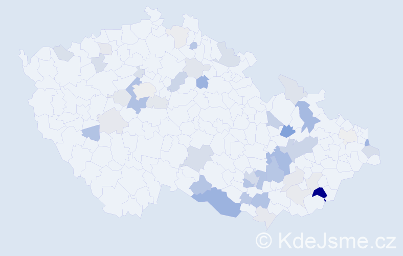 Příjmení: 'Vincourová', počet výskytů 114 v celé ČR