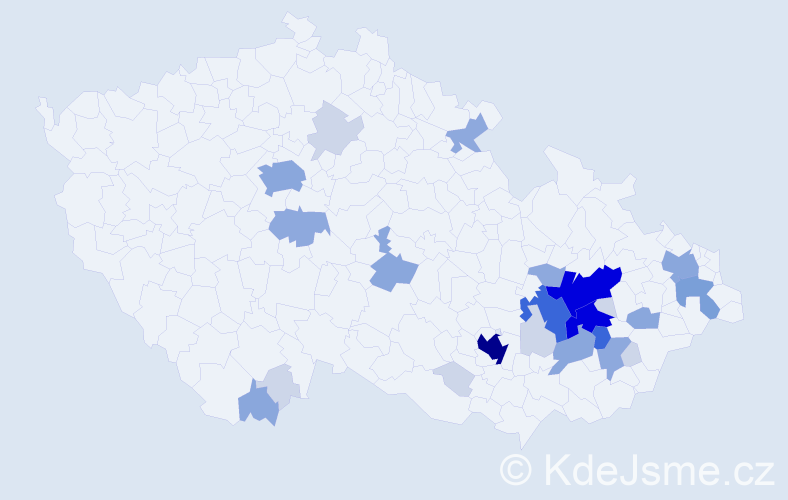 Příjmení: 'Oral', počet výskytů 90 v celé ČR