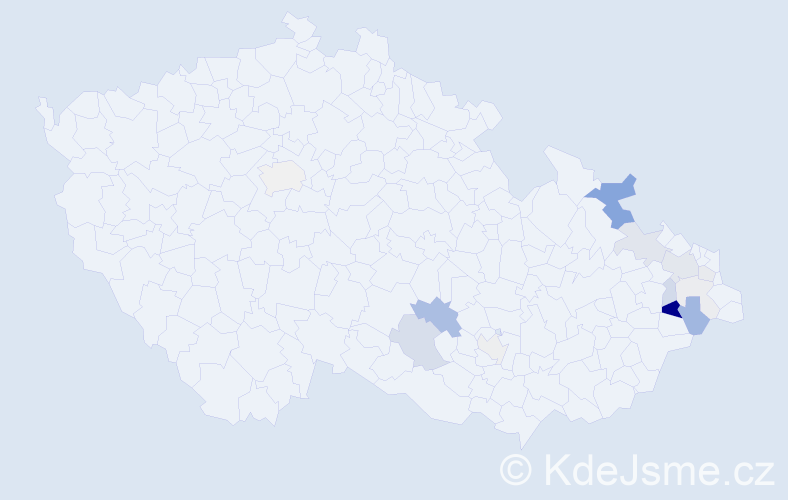 Příjmení: 'Kuřec', počet výskytů 46 v celé ČR