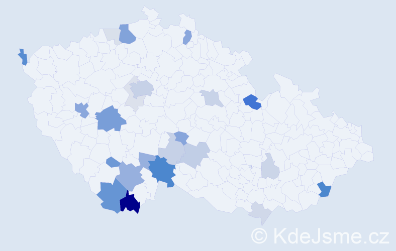 Příjmení: 'Kadičová', počet výskytů 77 v celé ČR