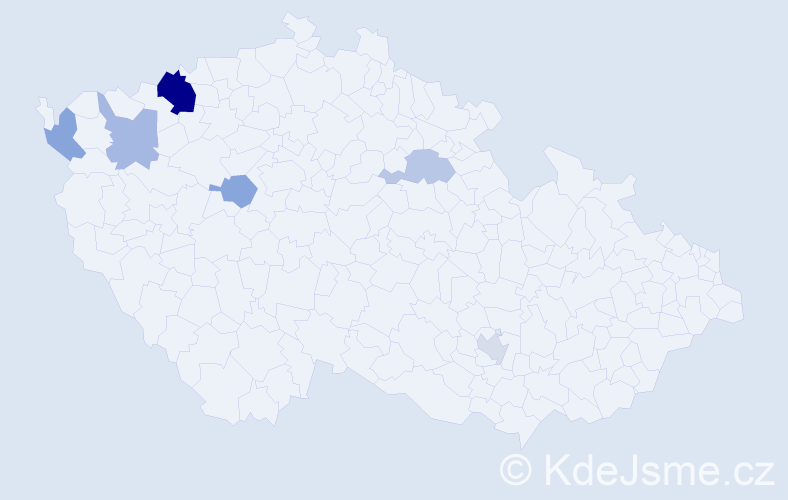 Příjmení: 'Rigdová', počet výskytů 11 v celé ČR