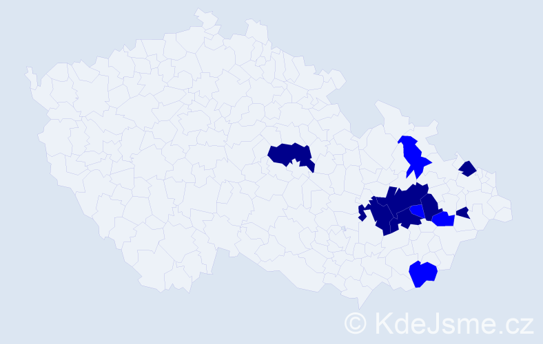 Příjmení: 'Kalusek', počet výskytů 18 v celé ČR
