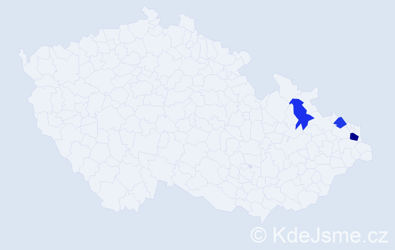 Příjmení: 'Vanot', počet výskytů 5 v celé ČR