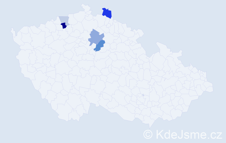 Příjmení: 'Krišal', počet výskytů 19 v celé ČR