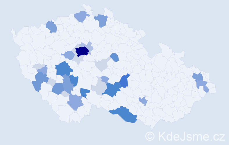 Příjmení: 'Vácová', počet výskytů 119 v celé ČR