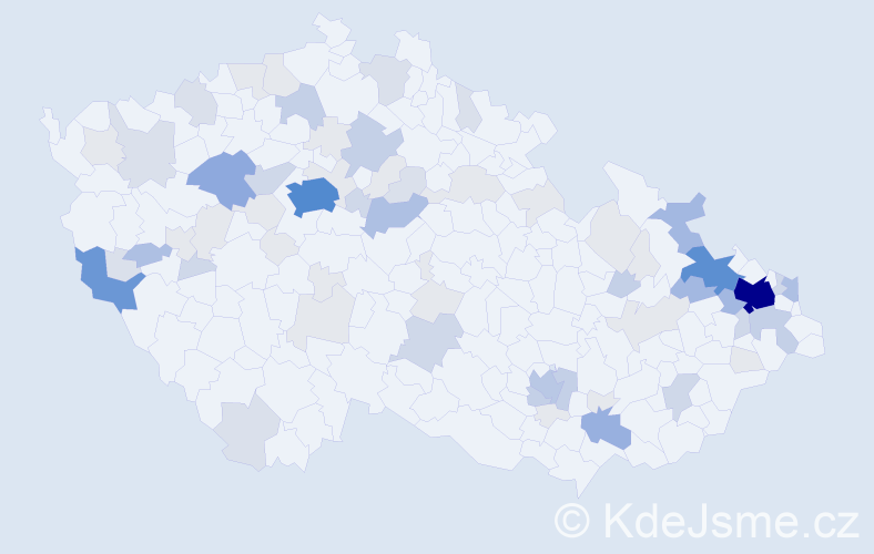 Příjmení: 'Hula', počet výskytů 238 v celé ČR