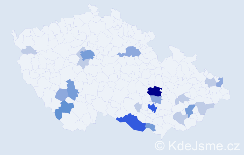 Příjmení: 'Siverová', počet výskytů 55 v celé ČR