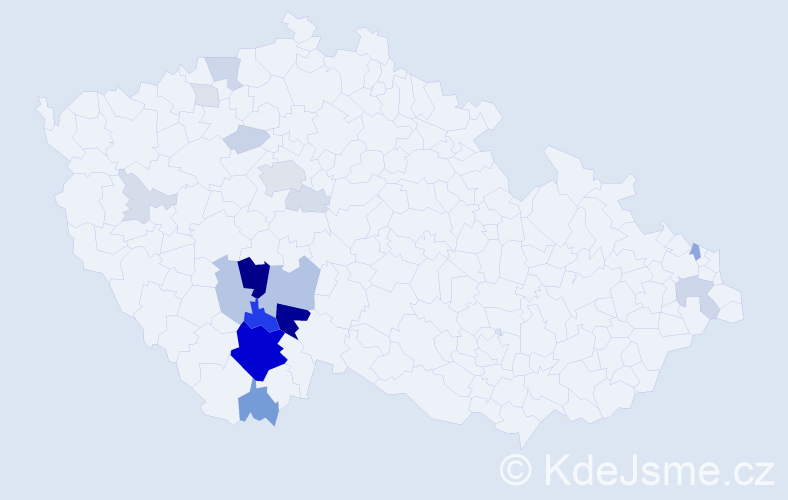 Příjmení: 'Krlínová', počet výskytů 72 v celé ČR