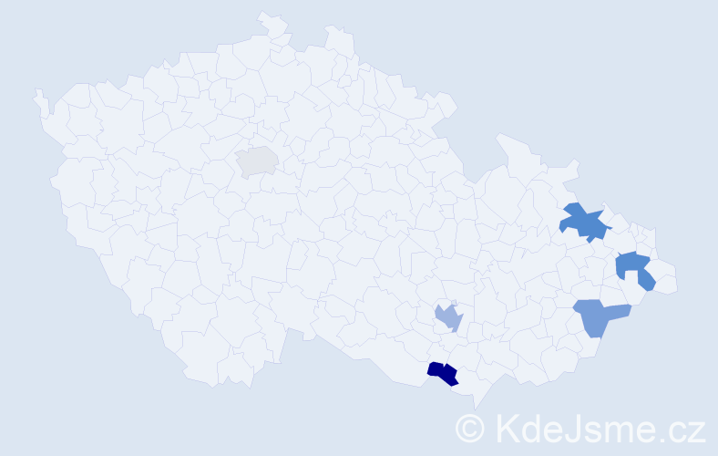 Příjmení: 'Cádrik', počet výskytů 9 v celé ČR