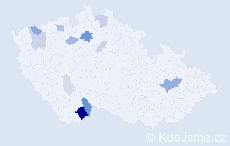 Příjmení: 'Huličková', počet výskytů 37 v celé ČR