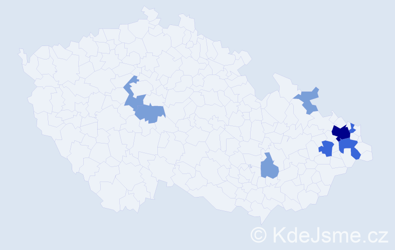 Příjmení: 'Mičlová', počet výskytů 27 v celé ČR
