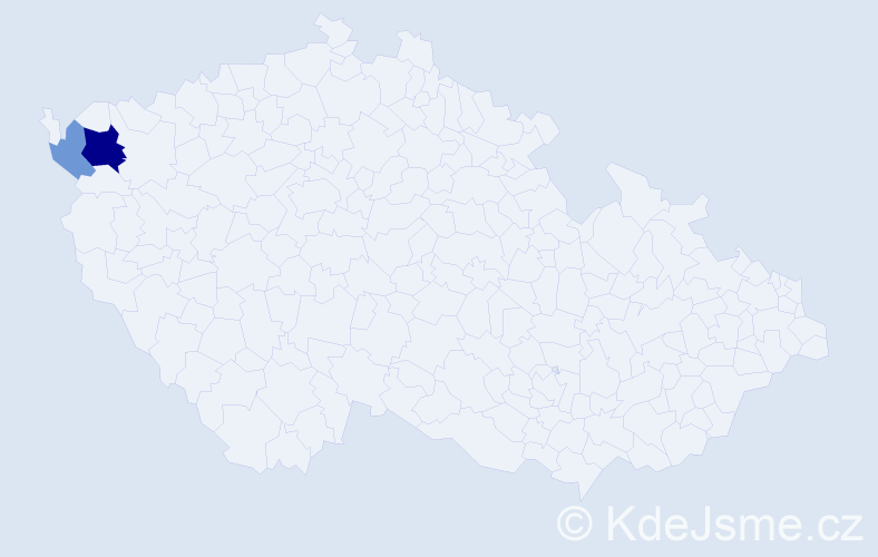 Příjmení: 'Czelderová', počet výskytů 5 v celé ČR