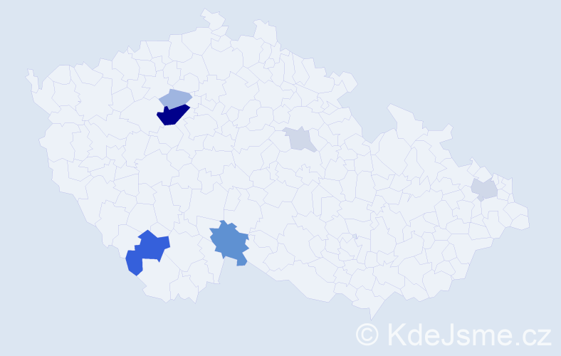 Příjmení: 'Kaiml', počet výskytů 24 v celé ČR
