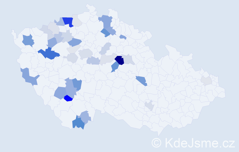 Příjmení: 'Perner', počet výskytů 109 v celé ČR