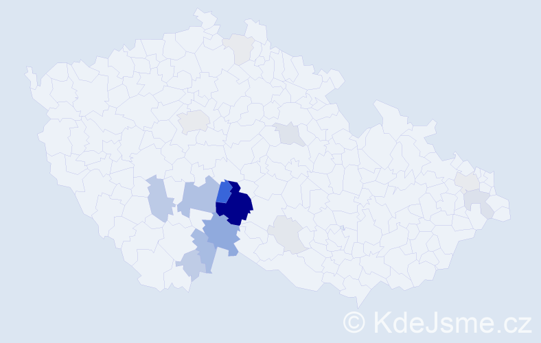 Příjmení: 'Tušil', počet výskytů 57 v celé ČR
