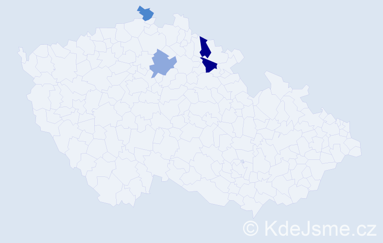 Příjmení: 'Voděrek', počet výskytů 13 v celé ČR