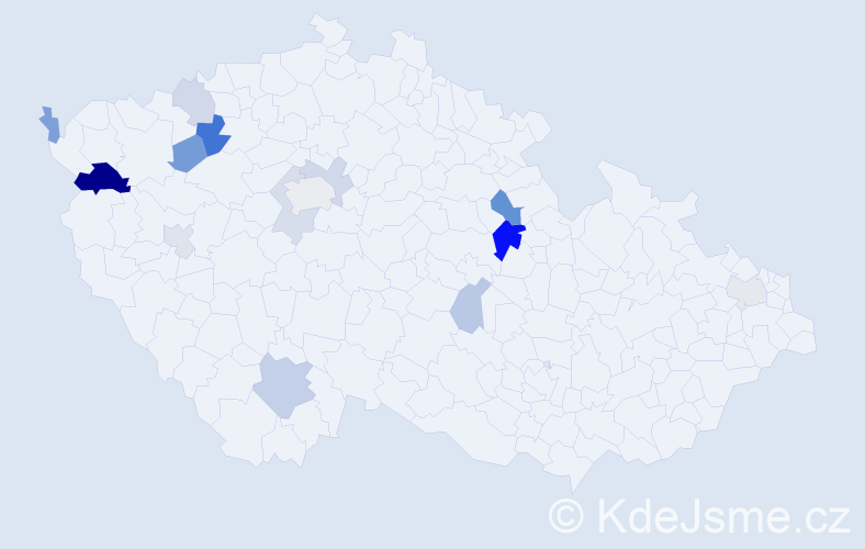 Příjmení: 'Kušnirová', počet výskytů 27 v celé ČR