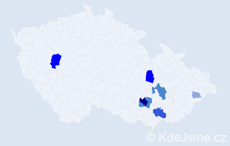 Příjmení: 'Rádsetoulalová', počet výskytů 21 v celé ČR