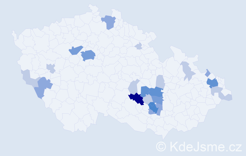 Příjmení: 'Jízdný', počet výskytů 58 v celé ČR