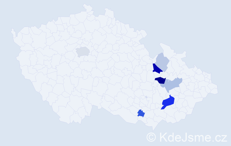 Příjmení: 'Geprt', počet výskytů 21 v celé ČR