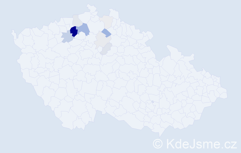 Příjmení: 'Kofr', počet výskytů 37 v celé ČR
