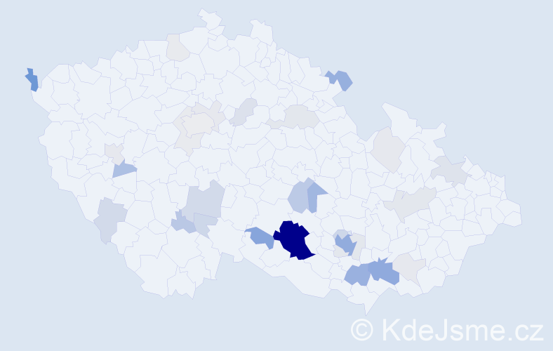 Příjmení: 'Rymeš', počet výskytů 126 v celé ČR
