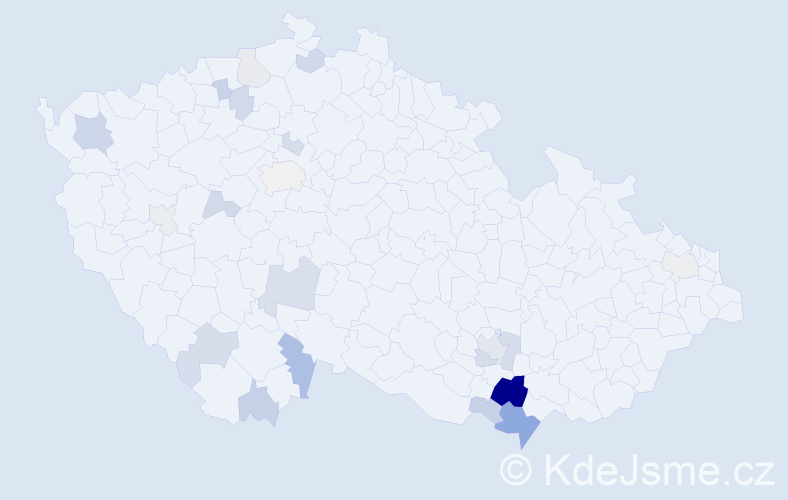 Příjmení: 'Hutterová', počet výskytů 52 v celé ČR