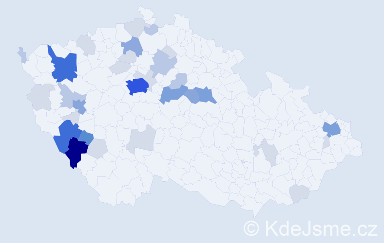 Příjmení: 'Frančíková', počet výskytů 106 v celé ČR