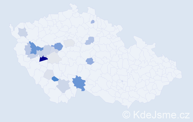 Příjmení: 'Hubinger', počet výskytů 70 v celé ČR