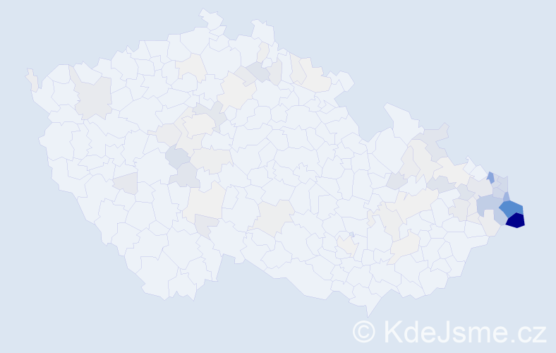 Příjmení: 'Klus', počet výskytů 435 v celé ČR