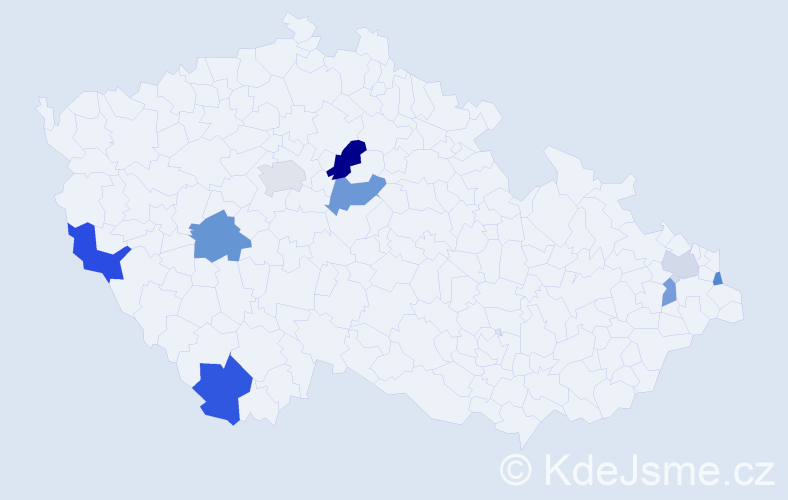Příjmení: 'Pudlo', počet výskytů 16 v celé ČR