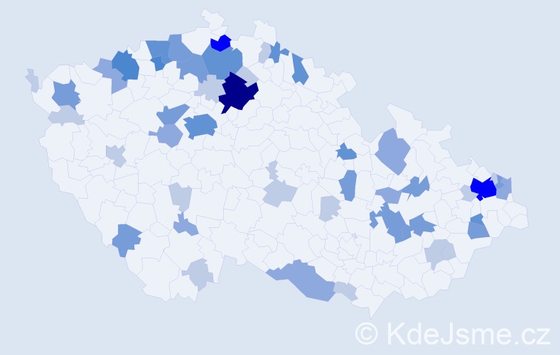 Příjmení: 'Deák', počet výskytů 128 v celé ČR