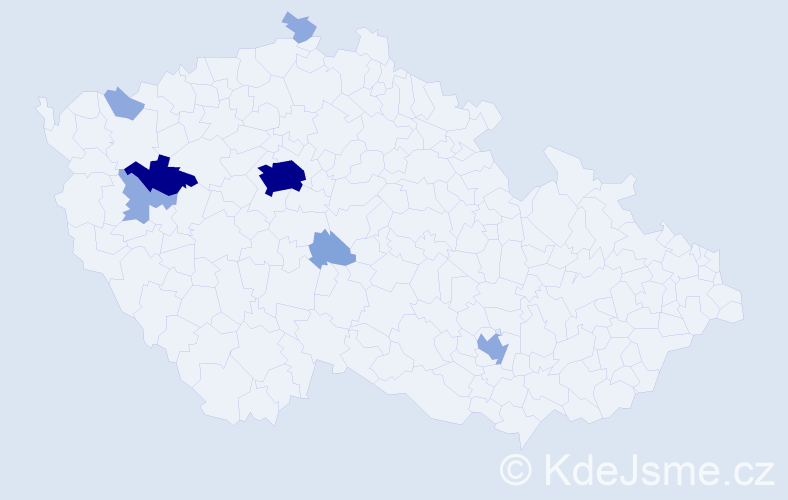 Příjmení: 'Kroj', počet výskytů 22 v celé ČR