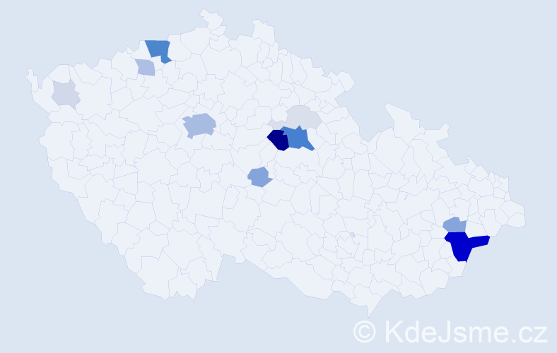 Příjmení: 'Gádžor', počet výskytů 63 v celé ČR