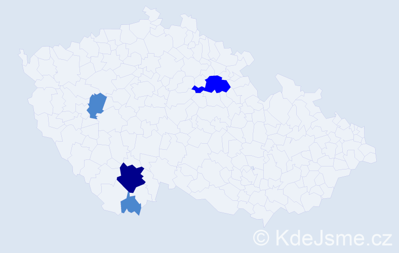 Příjmení: 'Máčeová', počet výskytů 7 v celé ČR