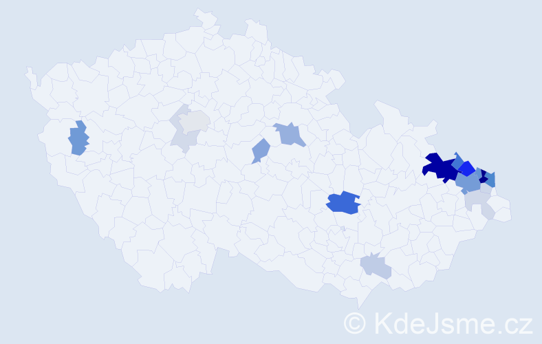 Příjmení: 'Pospiech', počet výskytů 65 v celé ČR