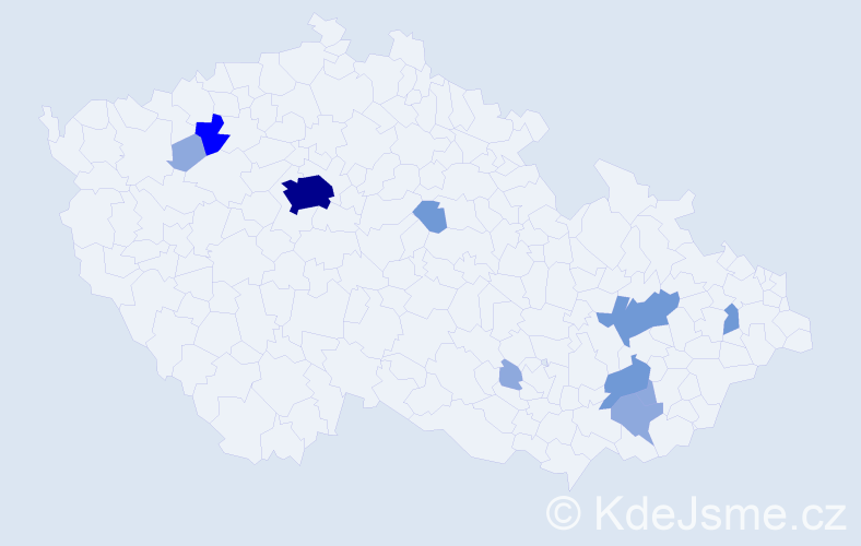 Příjmení: 'Frydecká', počet výskytů 22 v celé ČR