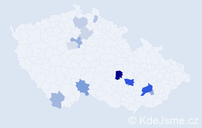 Příjmení: 'Mihóková', počet výskytů 28 v celé ČR