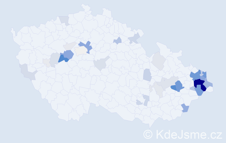 Příjmení: 'Damek', počet výskytů 150 v celé ČR
