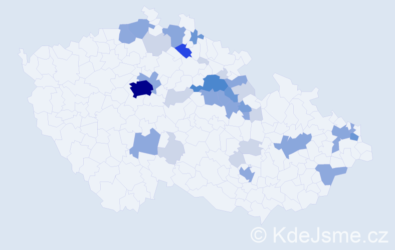 Příjmení: 'Koďousek', počet výskytů 98 v celé ČR