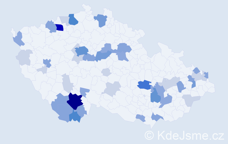 Příjmení: 'Malovcová', počet výskytů 128 v celé ČR