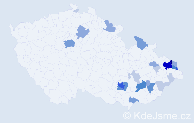 Příjmení: 'Janas', počet výskytů 75 v celé ČR